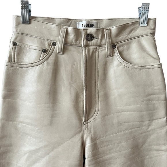 AGOLDE JEANS 24 RECYCLED LEATHER BLD POWDER IVORY STRAIGHT LEG CHIC PINCH WAIST - Picture 3 of 12